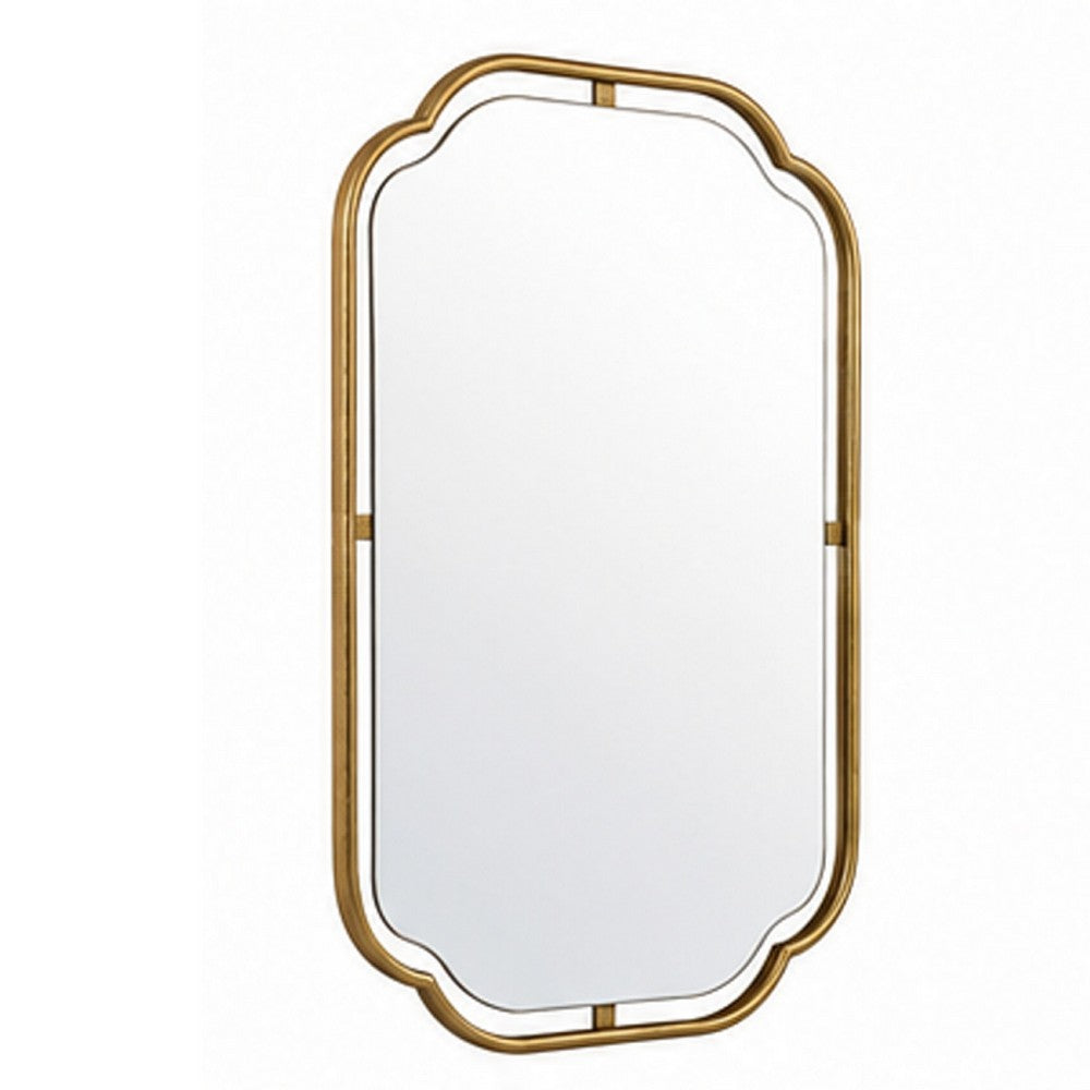 Floating Rectangular Mirror, Concave Corners, Antique Gold Leaf 22x35
