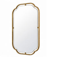 Floating Rectangular Mirror, Concave Corners, Antique Gold Leaf 22x35