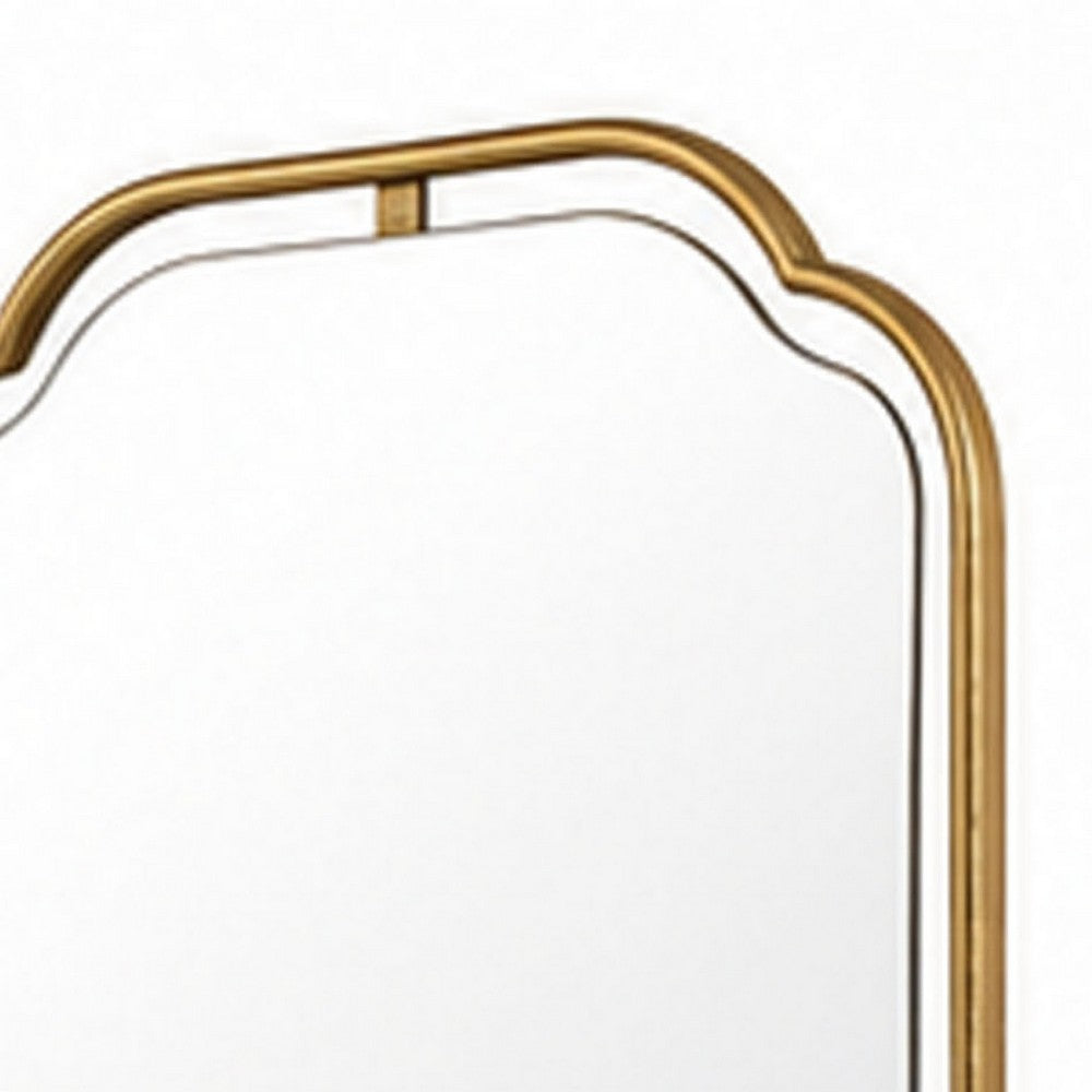 Floating Rectangular Mirror, Concave Corners, Antique Gold Leaf 22x35