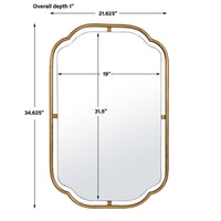 Floating Rectangular Mirror, Concave Corners, Antique Gold Leaf 22x35