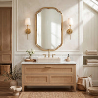 Floating Rectangular Mirror, Concave Corners, Antique Gold Leaf 22x35