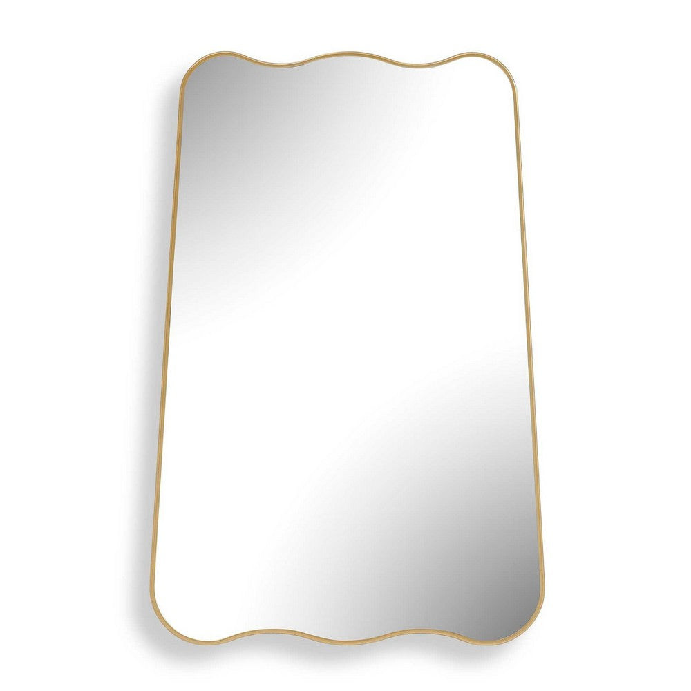 Accent Wall Mirror, Wavy Top and Bottom, Tapered Sides, Warm Gold 24x36