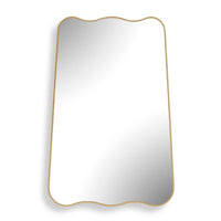 Accent Wall Mirror, Wavy Top and Bottom, Tapered Sides, Warm Gold 24x36