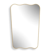 Accent Wall Mirror, Wavy Top and Bottom, Tapered Sides, Warm Gold 24x36
