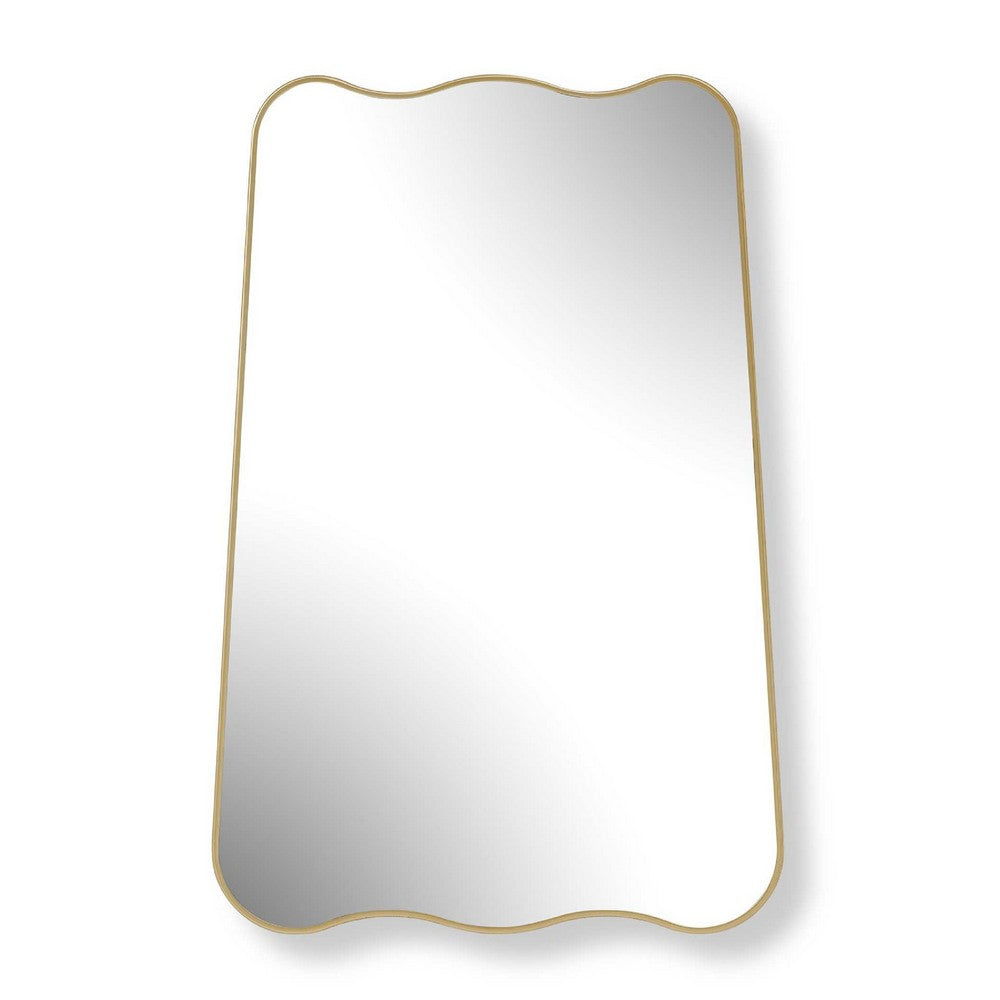 Accent Wall Mirror, Wavy Top and Bottom, Tapered Sides, Warm Gold 24x36