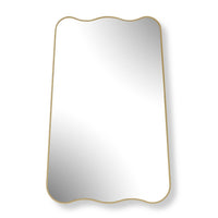 Accent Wall Mirror, Wavy Top and Bottom, Tapered Sides, Warm Gold 24x36
