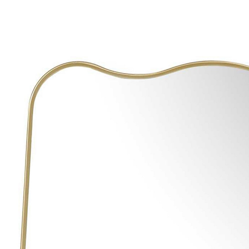 Accent Wall Mirror, Wavy Top and Bottom, Tapered Sides, Warm Gold 24x36