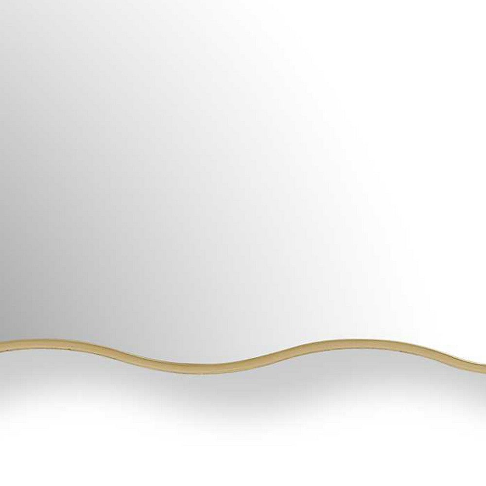 Accent Wall Mirror, Wavy Top and Bottom, Tapered Sides, Warm Gold 24x36