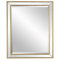 Accent Wall Mirror, Double Frame, Beveled Mirror Trim, Gold Tone 27x33