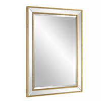 Accent Wall Mirror, Double Frame, Beveled Mirror Trim, Gold Tone 27x33