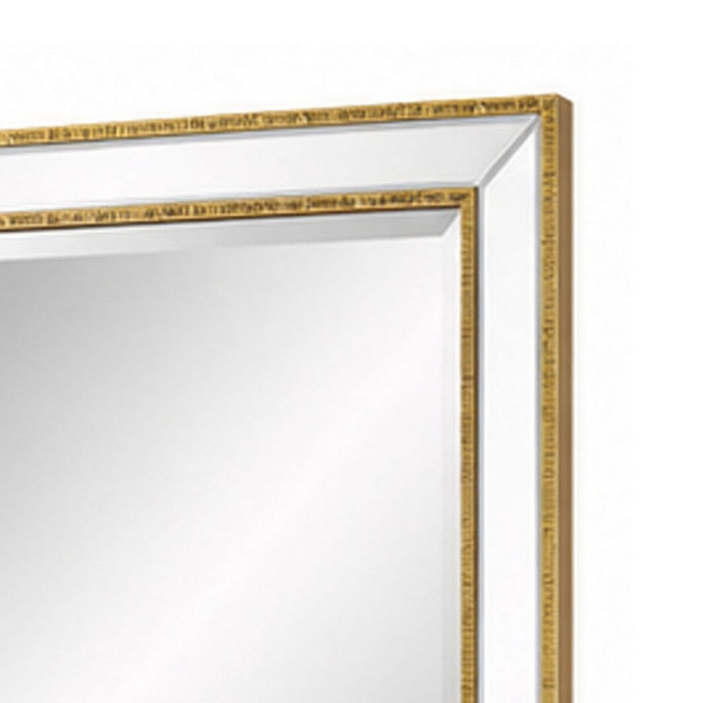 Accent Wall Mirror, Double Frame, Beveled Mirror Trim, Gold Tone 27x33