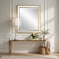 Accent Wall Mirror, Double Frame, Beveled Mirror Trim, Gold Tone 27x33