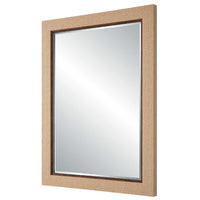 Raga Accent Wall Mirror, Basket Weave Design, Beige and Dark Brown 28x38