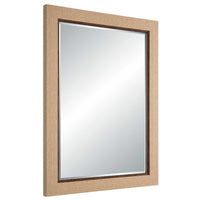 Raga Accent Wall Mirror, Basket Weave Design, Beige and Dark Brown 28x38