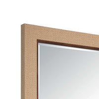 Raga Accent Wall Mirror, Basket Weave Design, Beige and Dark Brown 28x38