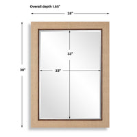 Raga Accent Wall Mirror, Basket Weave Design, Beige and Dark Brown 28x38