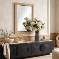 Raga Accent Wall Mirror, Basket Weave Design, Beige and Dark Brown 28x38