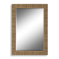 Raga Accent Wall Mirror, Rattan Design Frame, Coastal Brown Finish 25x35