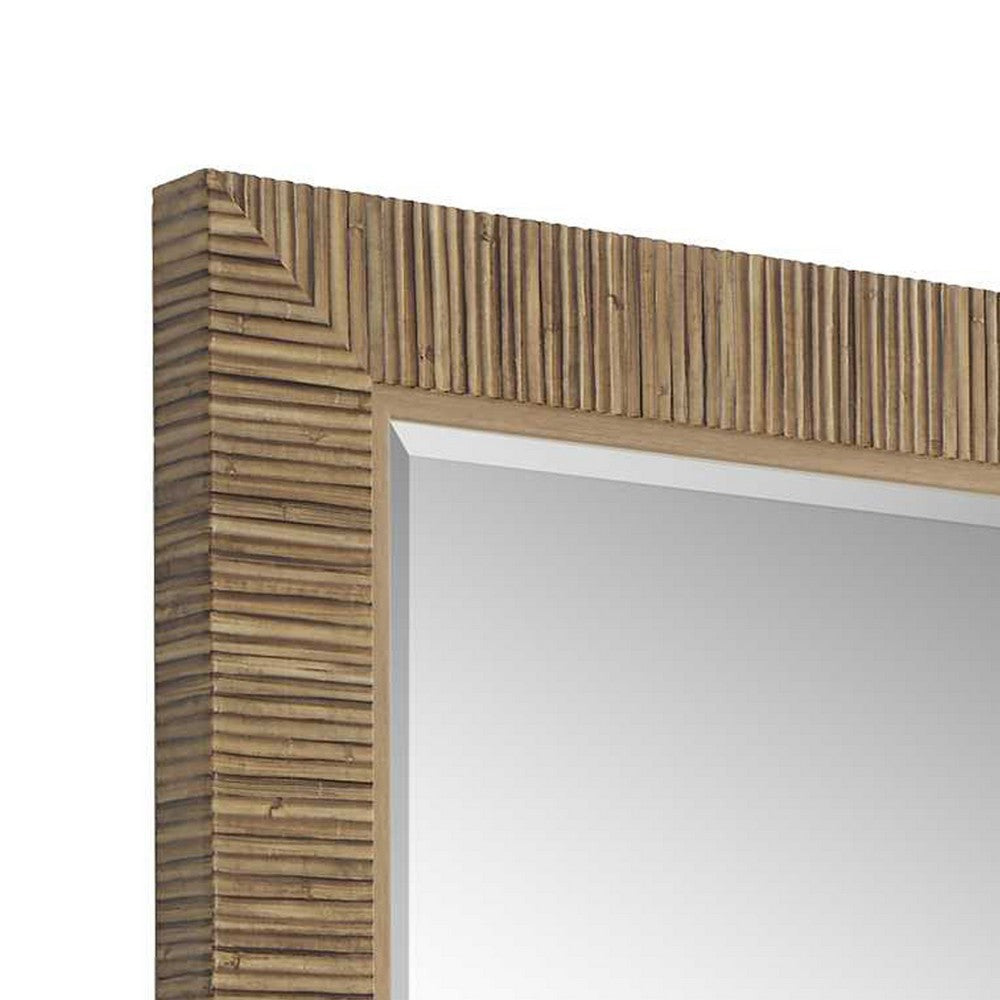 Raga Accent Wall Mirror, Rattan Design Frame, Coastal Brown Finish 25x35