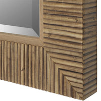 Raga Accent Wall Mirror, Rattan Design Frame, Coastal Brown Finish 25x35