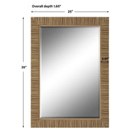 Raga Accent Wall Mirror, Rattan Design Frame, Coastal Brown Finish 25x35