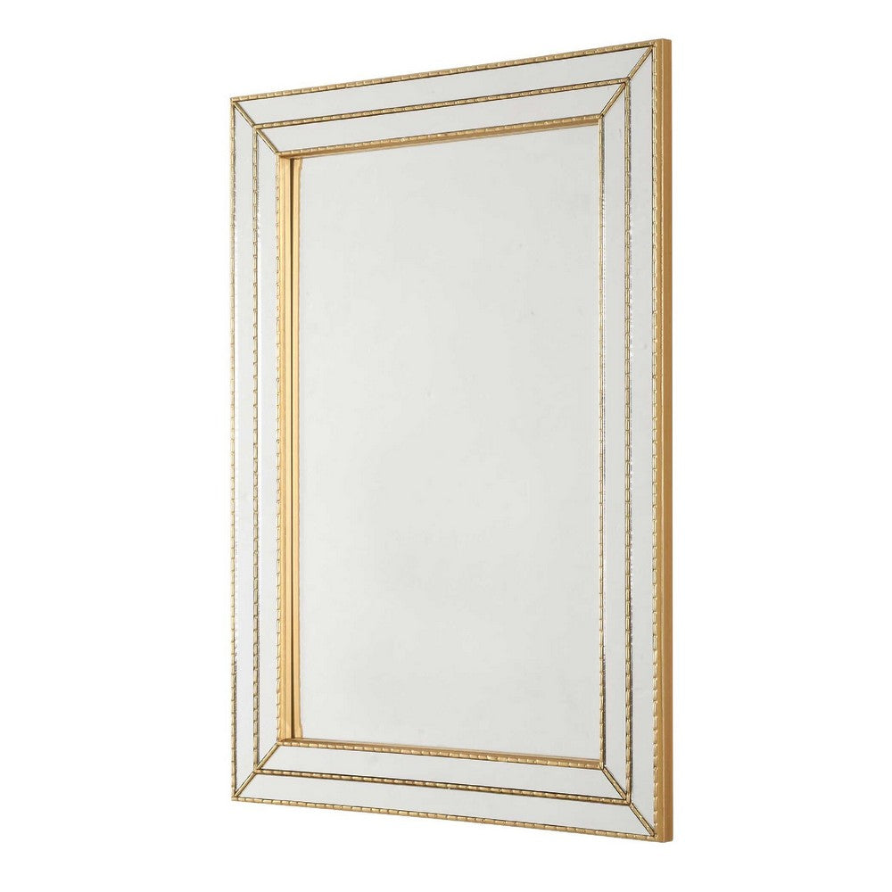 Accent Wall Mirror, Triple Frame, Mirror Inlays, Antique Gold 24x34