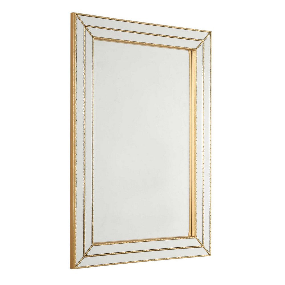Accent Wall Mirror, Triple Frame, Mirror Inlays, Antique Gold 24x34