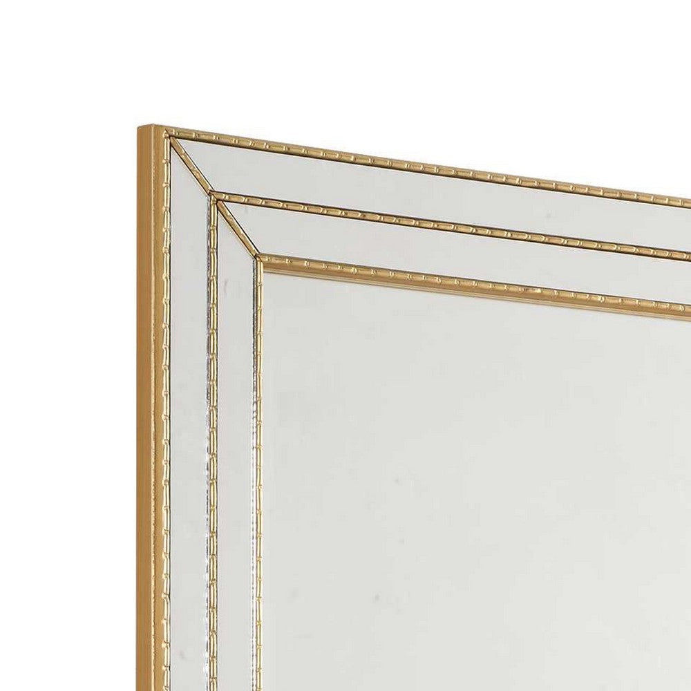 Accent Wall Mirror, Triple Frame, Mirror Inlays, Antique Gold 24x34