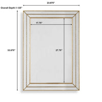Accent Wall Mirror, Triple Frame, Mirror Inlays, Antique Gold 24x34