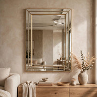 Accent Wall Mirror, Triple Frame, Mirror Inlays, Antique Gold 24x34