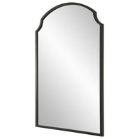 Kona Accent Wall Mirror, Arched Top, Scalloped Corners, Satin Black 22x36