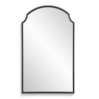 Kona Accent Wall Mirror, Arched Top, Scalloped Corners, Satin Black 22x36