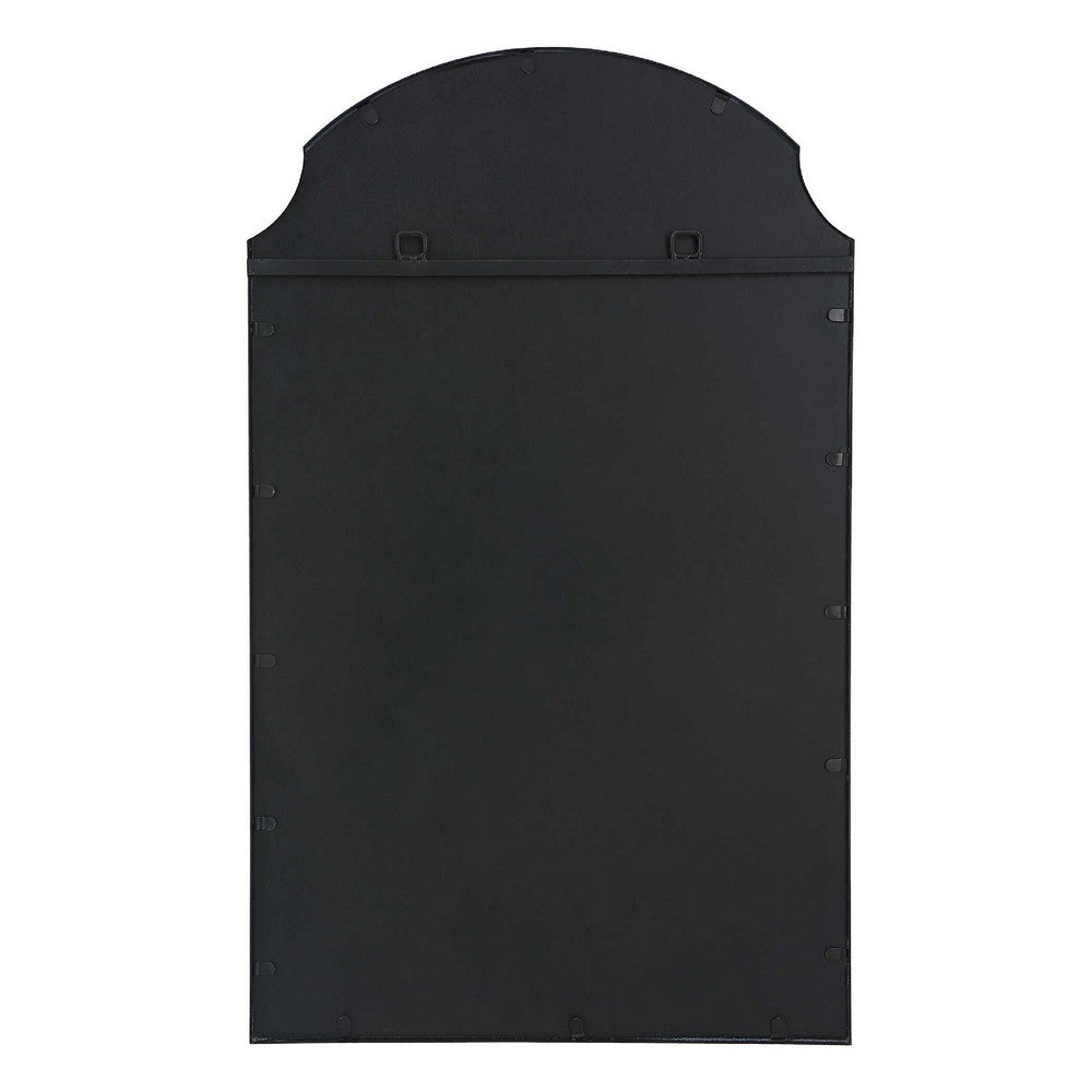 Kona Accent Wall Mirror, Arched Top, Scalloped Corners, Satin Black 22x36