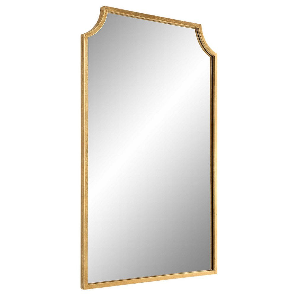 Kona Accent Wall Mirror, Scalloped Corners, Gold Leaf Finish 22x36