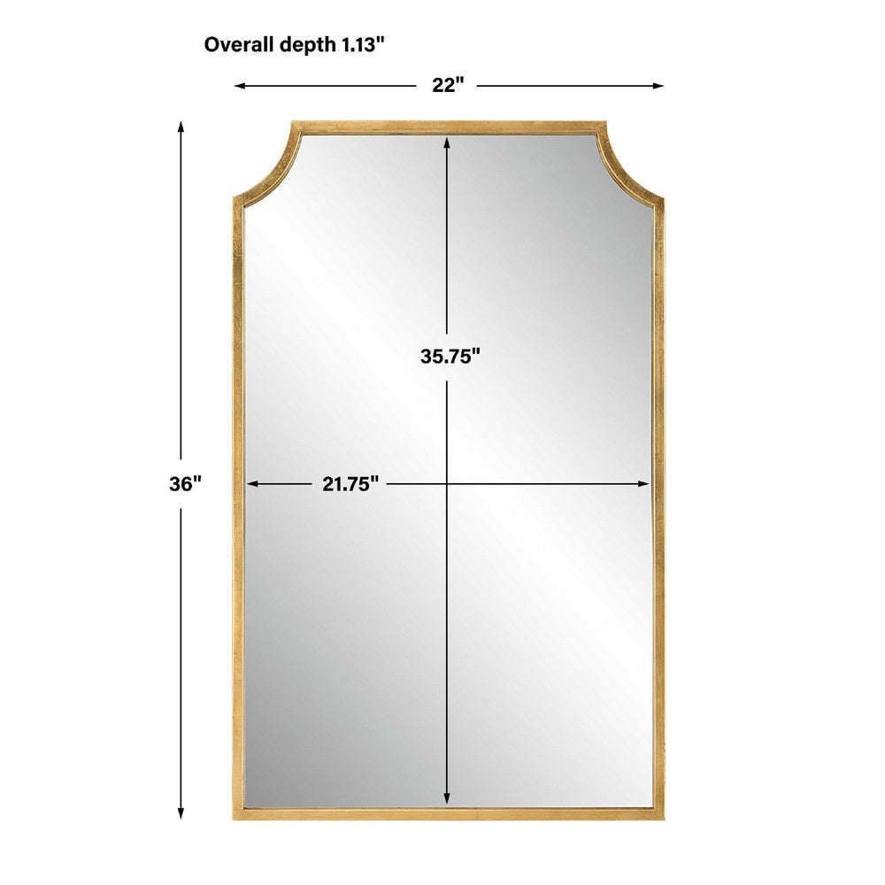 Kona Accent Wall Mirror, Scalloped Corners, Gold Leaf Finish 22x36