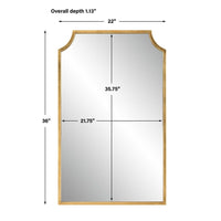 Kona Accent Wall Mirror, Scalloped Corners, Gold Leaf Finish 22x36