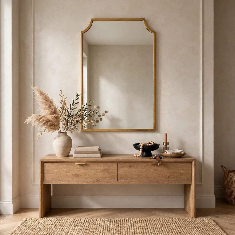 Kona Accent Wall Mirror, Scalloped Corners, Gold Leaf Finish 22x36