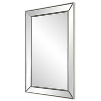 Accent Wall Mirror, Rectangular Shape, Mirrored Panels, Nickel 23x34