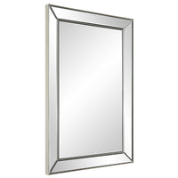 Accent Wall Mirror, Rectangular Shape, Mirrored Panels, Nickel 23x34