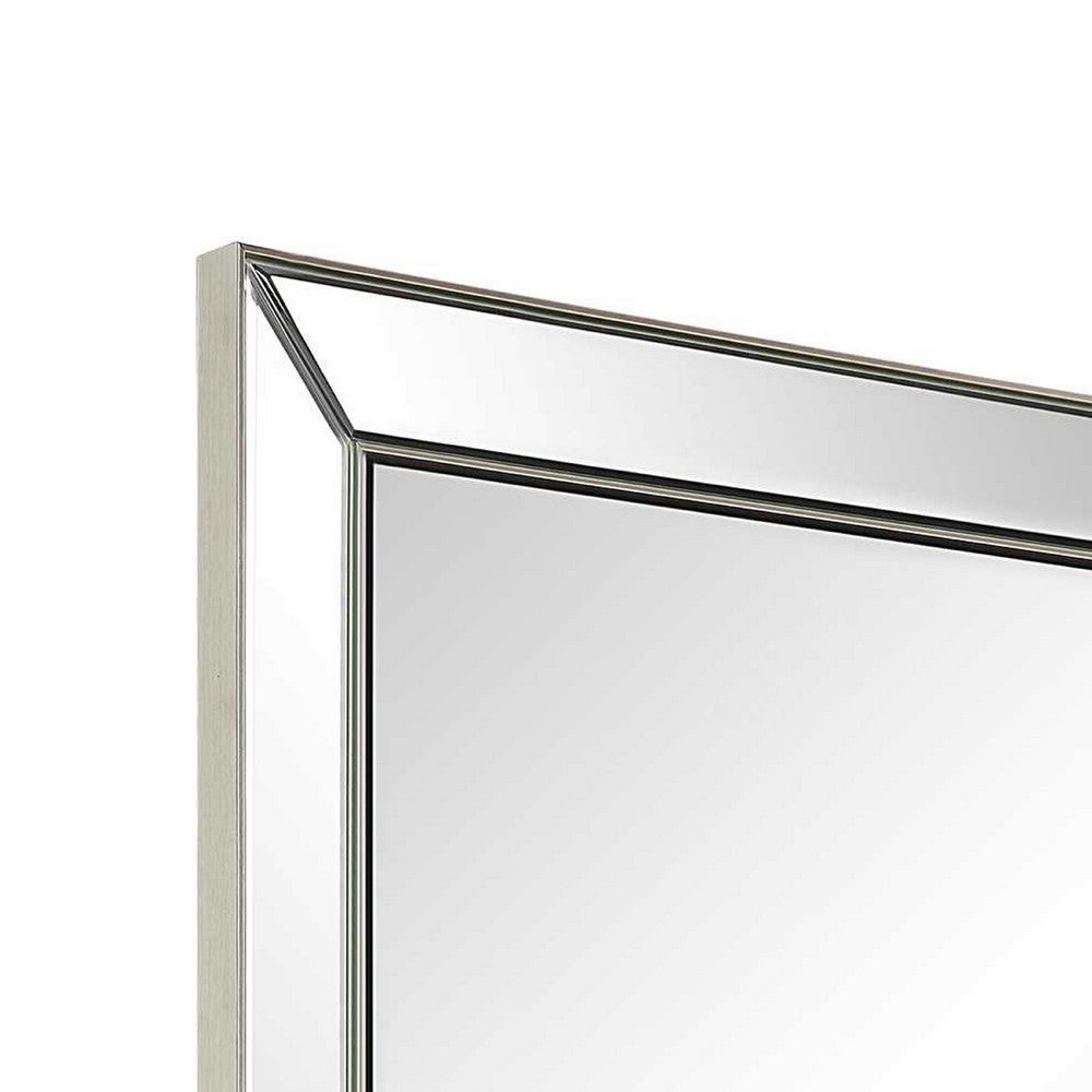 Accent Wall Mirror, Rectangular Shape, Mirrored Panels, Nickel 23x34