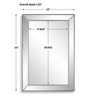 Accent Wall Mirror, Rectangular Shape, Mirrored Panels, Nickel 23x34