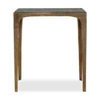 Accent Table, Rectangular Marine Marble, Antique Brass Aluminum, 23 Inch