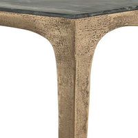 Accent Table, Rectangular Marine Marble, Antique Brass Aluminum, 23 Inch