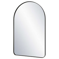Rectangular Floating Mirror, Arched Top, Modern Style Satin Black 22x34