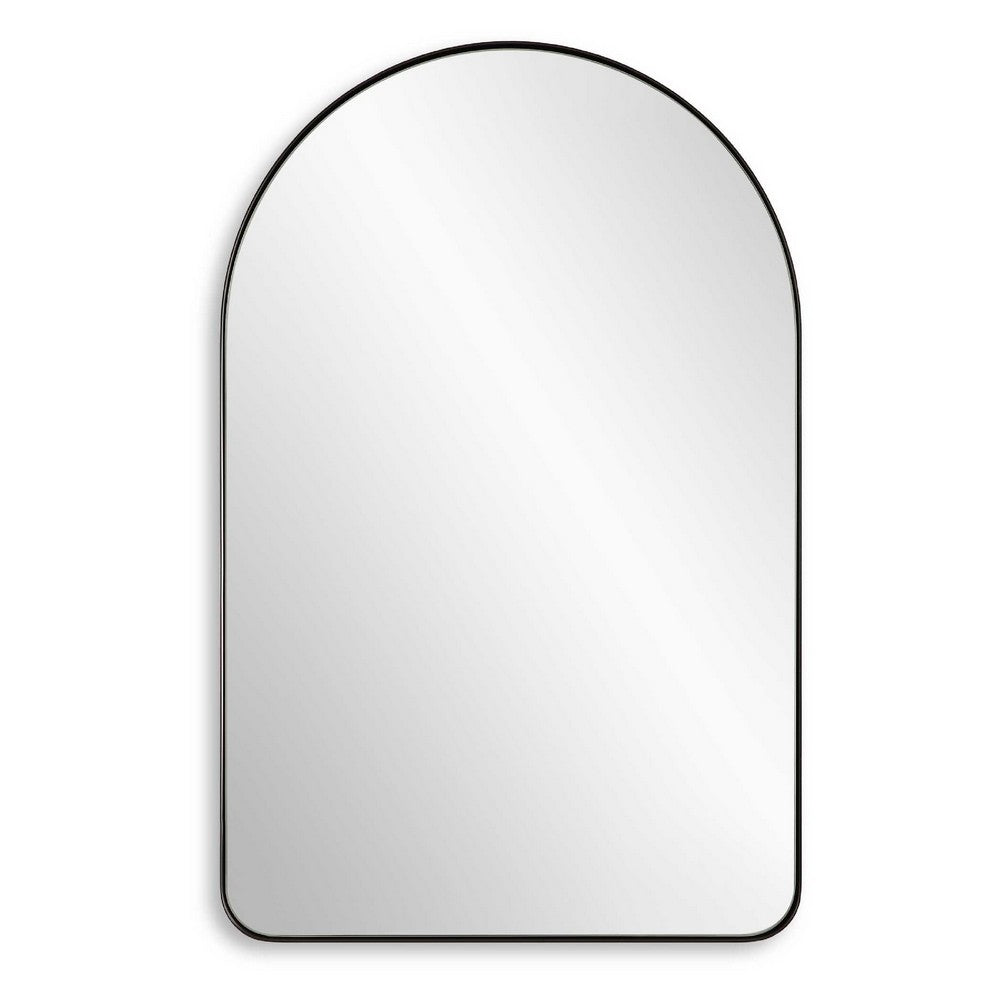 Rectangular Floating Mirror, Arched Top, Modern Style Satin Black 22x34