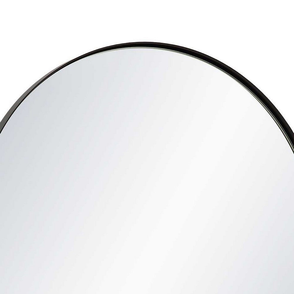 Rectangular Floating Mirror, Arched Top, Modern Style Satin Black 22x34