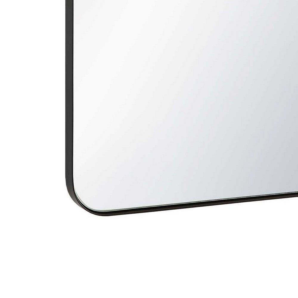 Rectangular Floating Mirror, Arched Top, Modern Style Satin Black 22x34