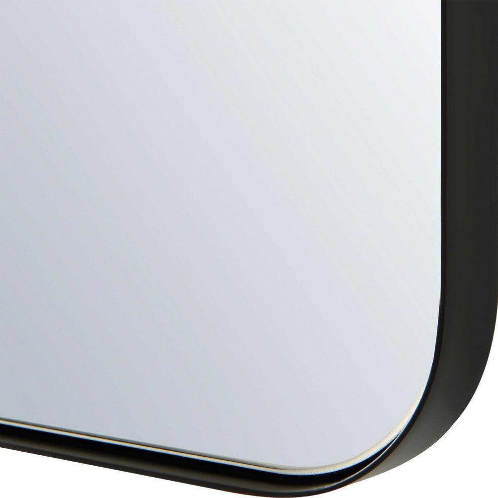 Rectangular Floating Mirror, Arched Top, Modern Style Satin Black 22x34