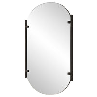 Accent Mirror, Frameless Oval, Metal Stripes, Satin Black 23x38