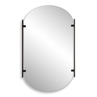 Accent Mirror, Frameless Oval, Metal Stripes, Satin Black 23x38
